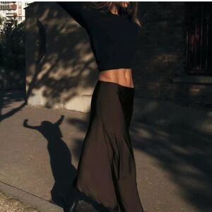 Elegant Chocolate Brown Midi Skirt
